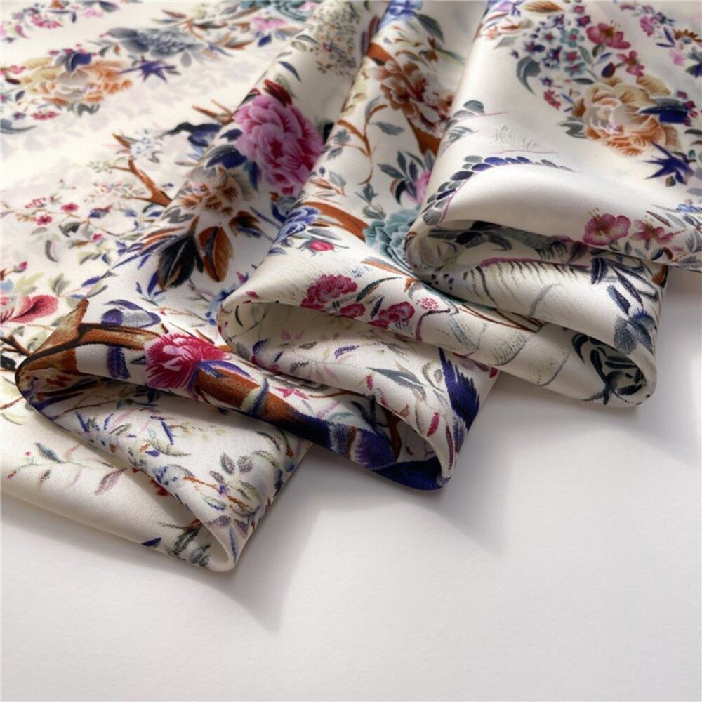 2/$30 NEW Cream Bird Floral Flower Printed Silky Fashion Scarf - Picture 5 of 14